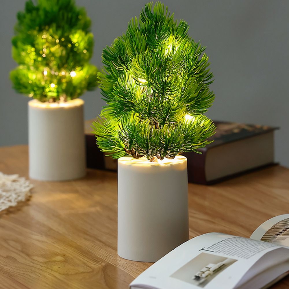 Desk Setup Bedroom - Creative Pine Tree Night Lamp Simulation