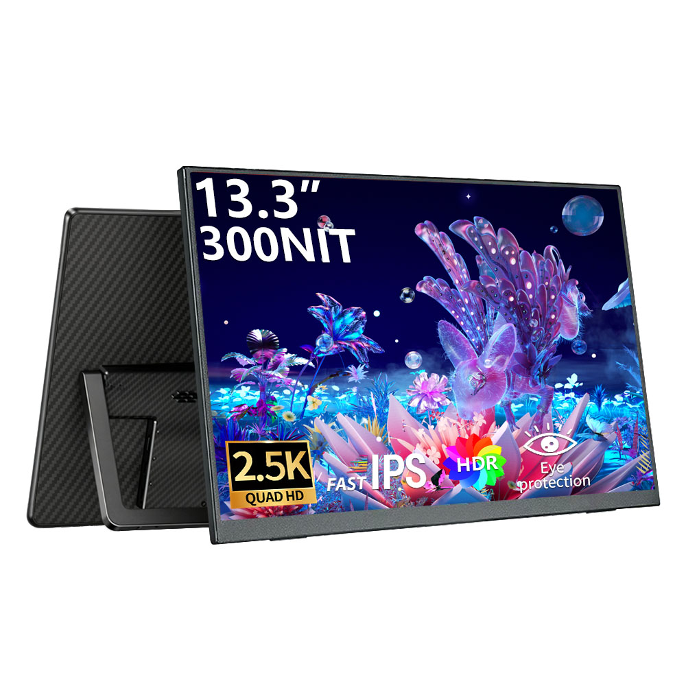 Dual Monitor Desk Setup - MAFNKOU 13.3-Inch 2.5k Portable Monitor 100%