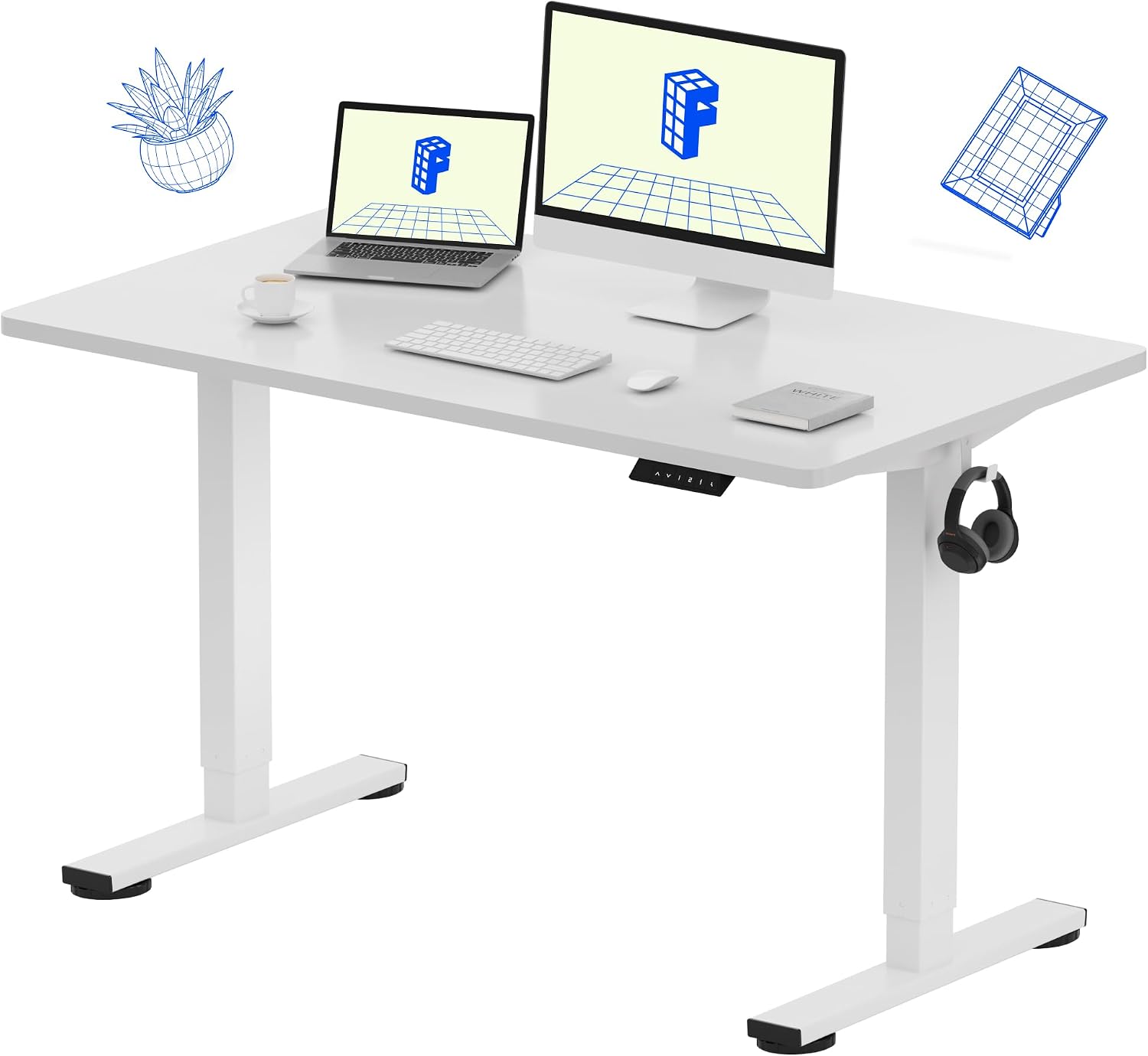 Desk Setup Dual Monitor - Standing Desk 48 Inch 24 Inch
