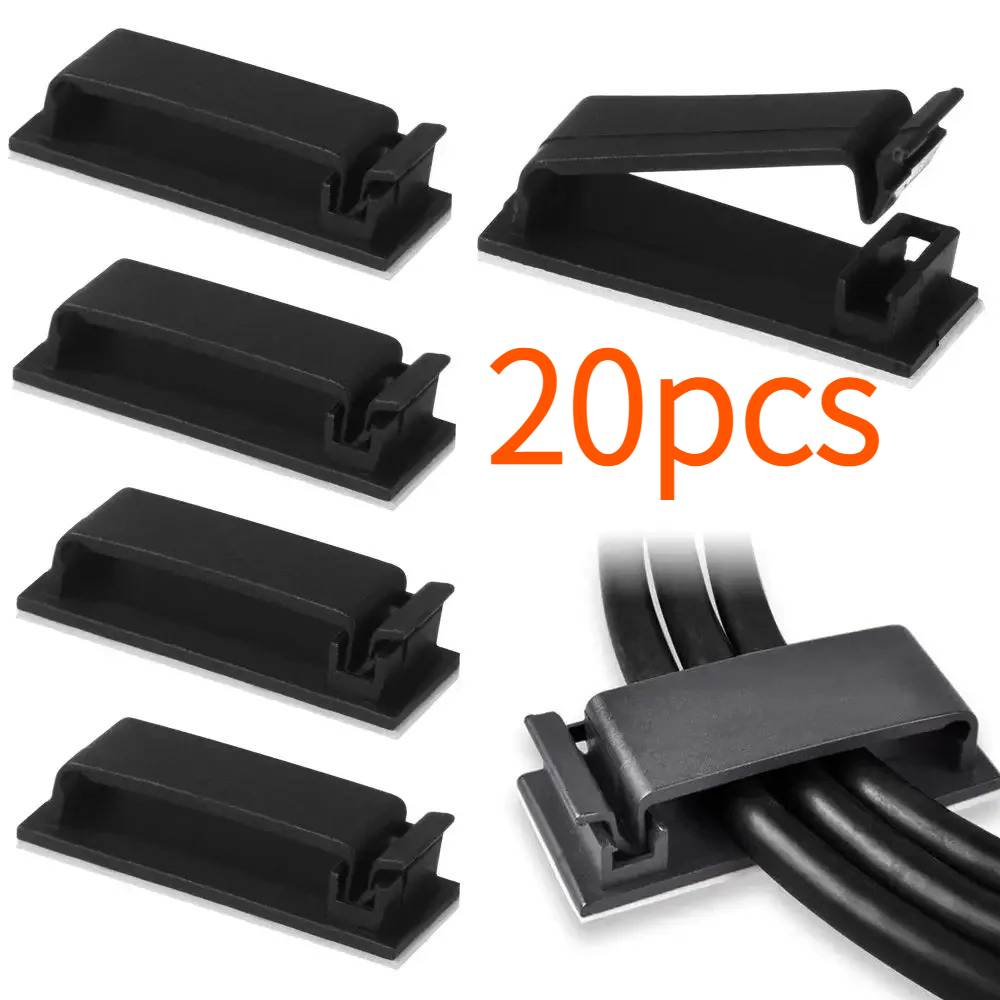 Desk Setup Organizer - Self-adhesive Wire Holder Organizer Cable Clamp