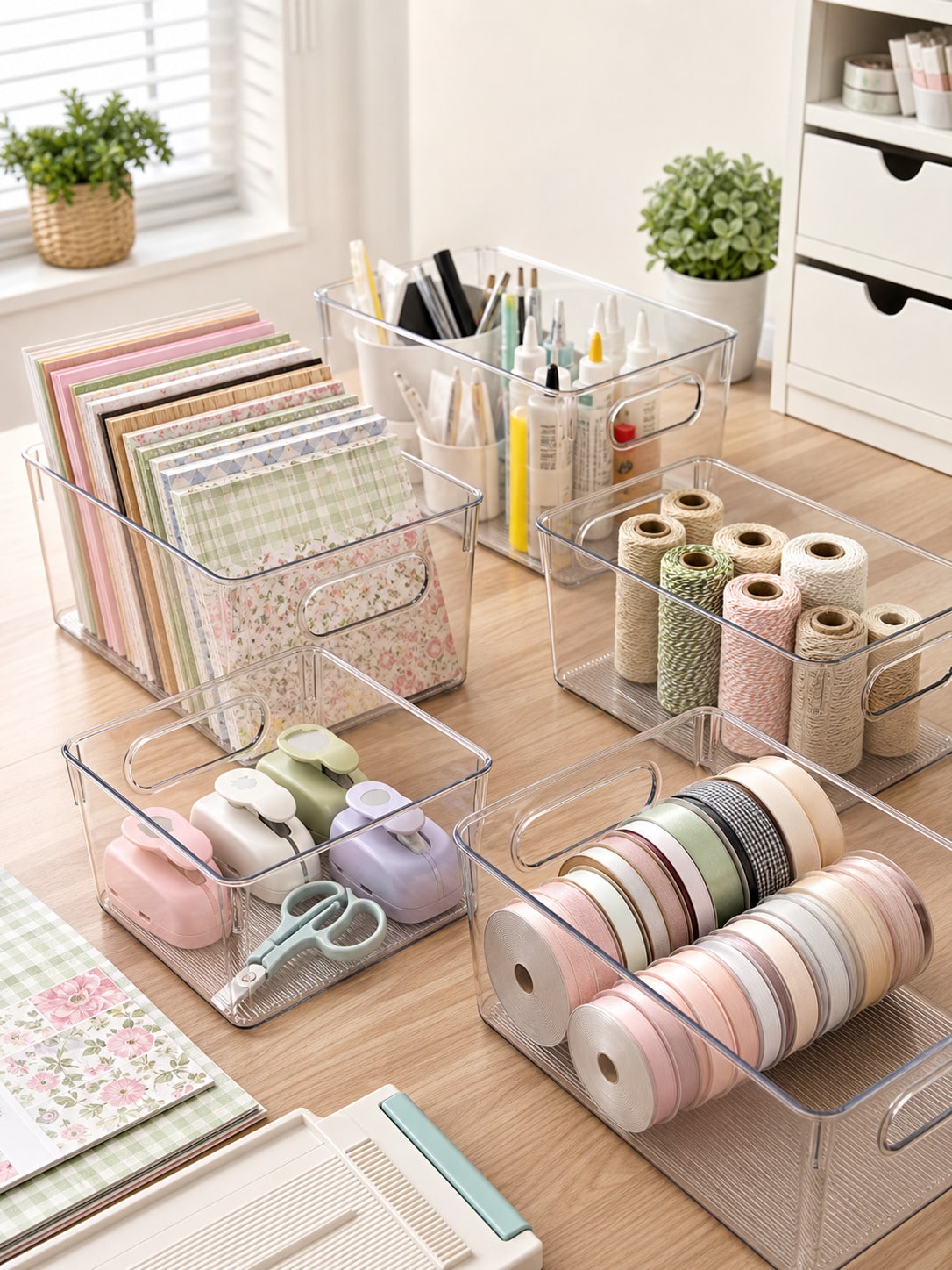 8-Pack Clear Storage Bins with - Desk Setup Organizer recension och pris