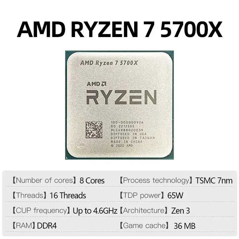 AMD Ryzen 7 5700X Unlocked Des - Amd Cpu Ryzen 7 recension och pris