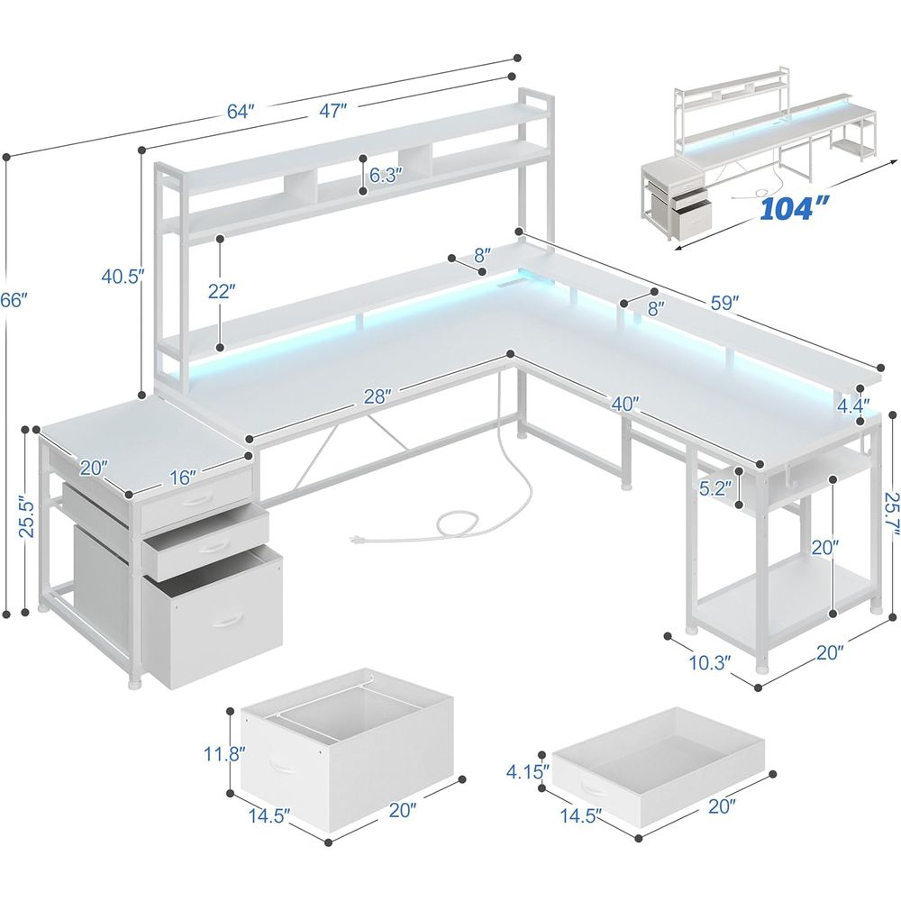 104-inch L-Shaped Desk for Dua - Desk Setup Dual Monitor recension och pris