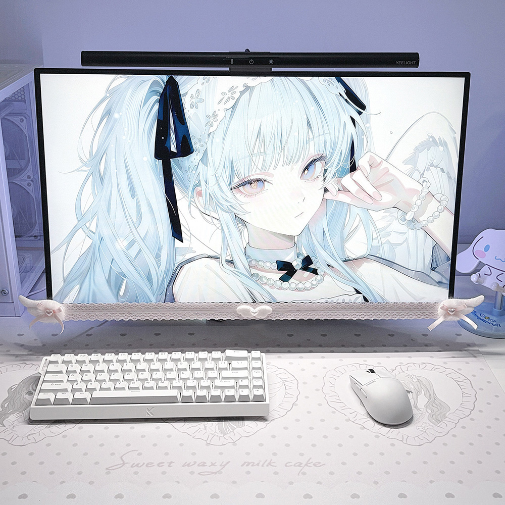 New Screen Decor White Lace Mo - Desk Setup Pc recension och pris