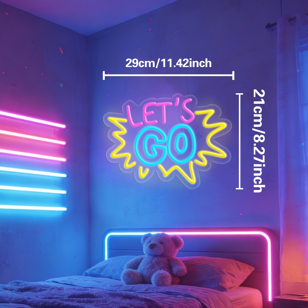 LET'S GO Multicolor LED Neon S - Desk Setup Quotes recension och pris