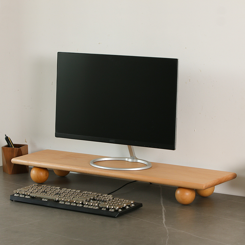 Natural Wood Desktop Riser Dua - Desk Setup Dual Monitor recension och pris