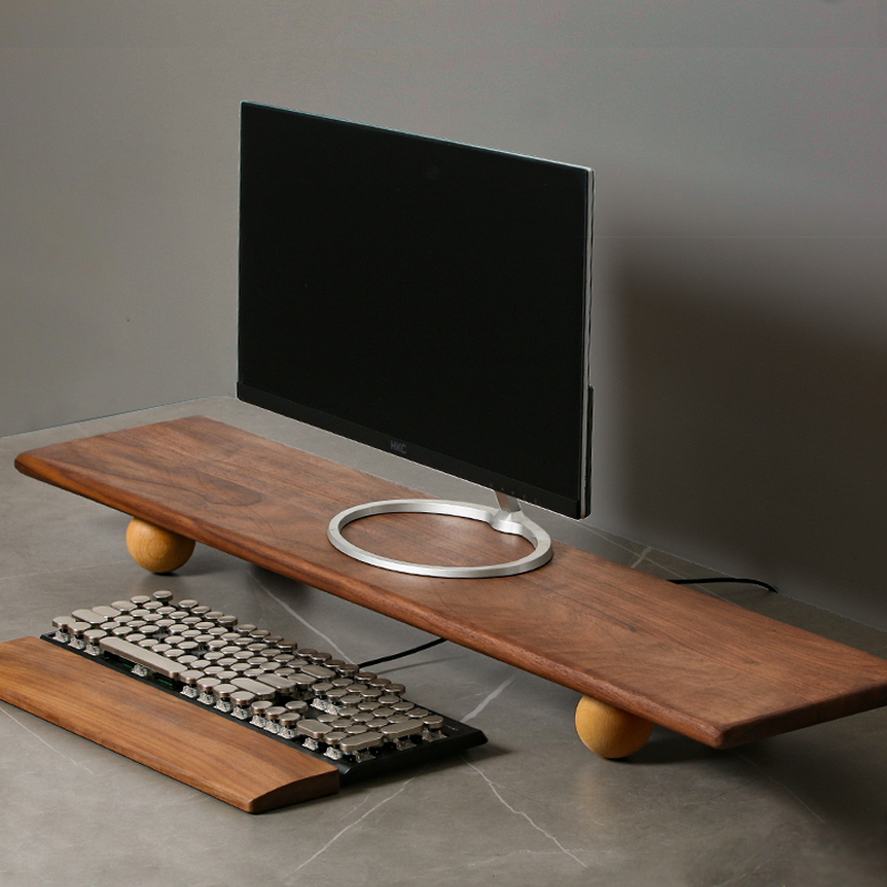 Natural Wood Desktop Riser Dua - Desk Setup Dual Monitor recension och pris