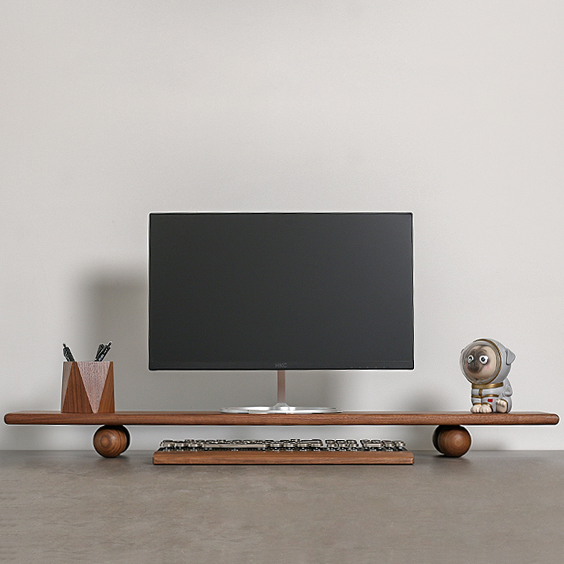 Natural Wood Desktop Riser Dua - Desk Setup Dual Monitor recension och pris
