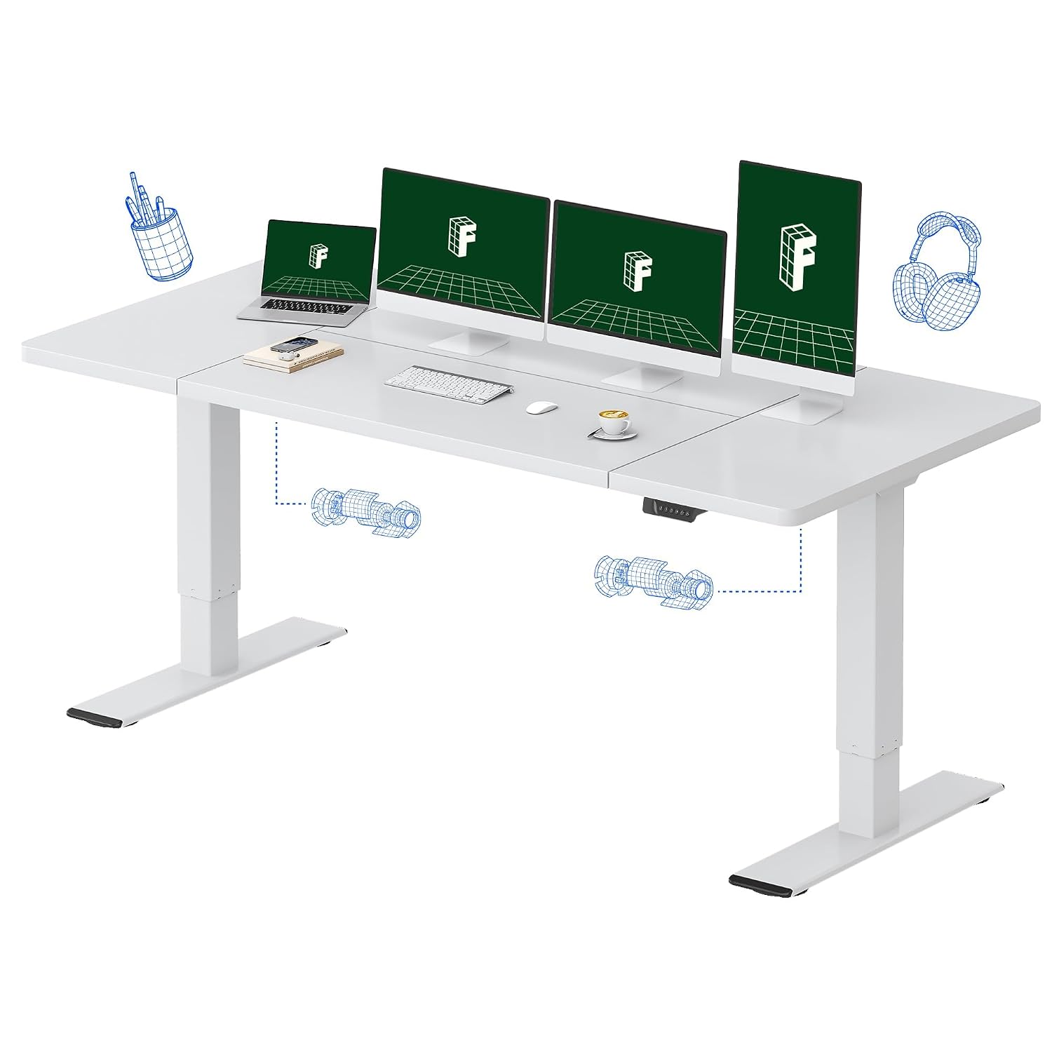 Large Dual Motor Electric Stan - Desk Setup Dual Monitor recension och pris