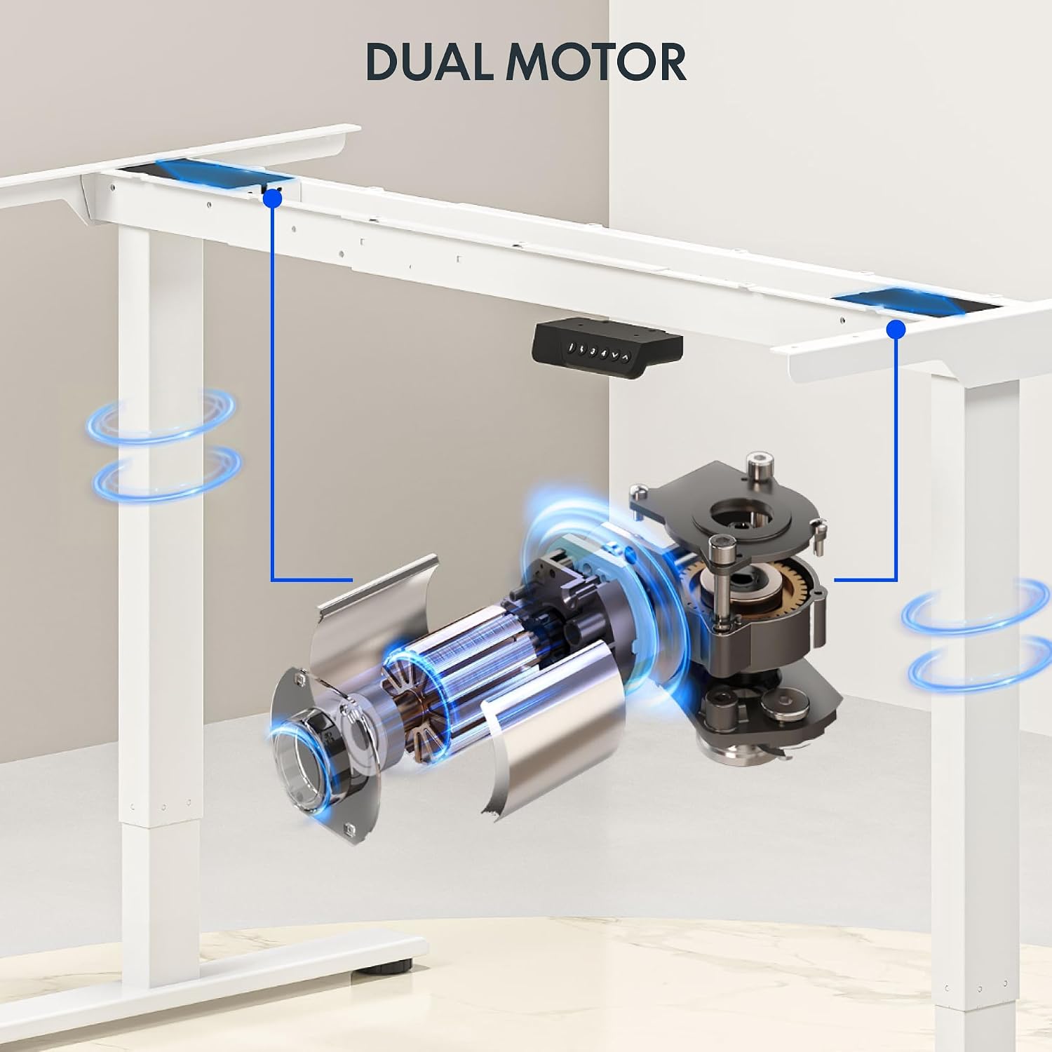 Large Dual Motor Electric Stan - Desk Setup Dual Monitor recension och pris