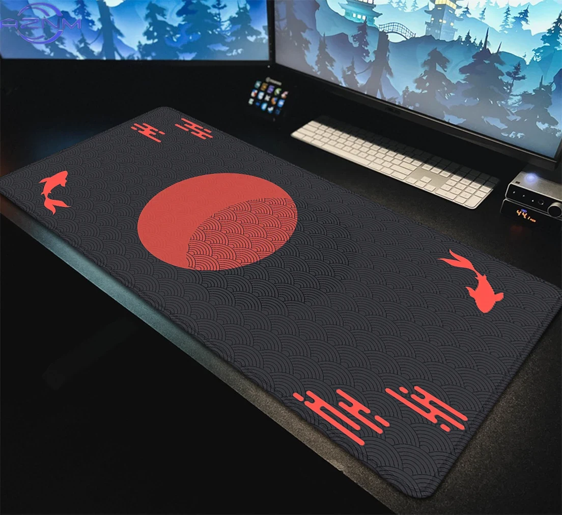 Red Sun Koi Fish Pattern Desk  - Desk Setup Red recension och pris