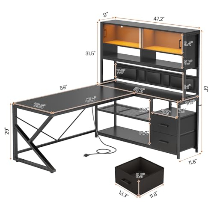 L Shaped Gaming Desk with Stor - Desk Setup Black And Wood recension och pris
