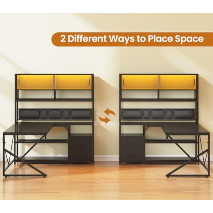 L Shaped Gaming Desk with Stor - Desk Setup Black And Wood recension och pris