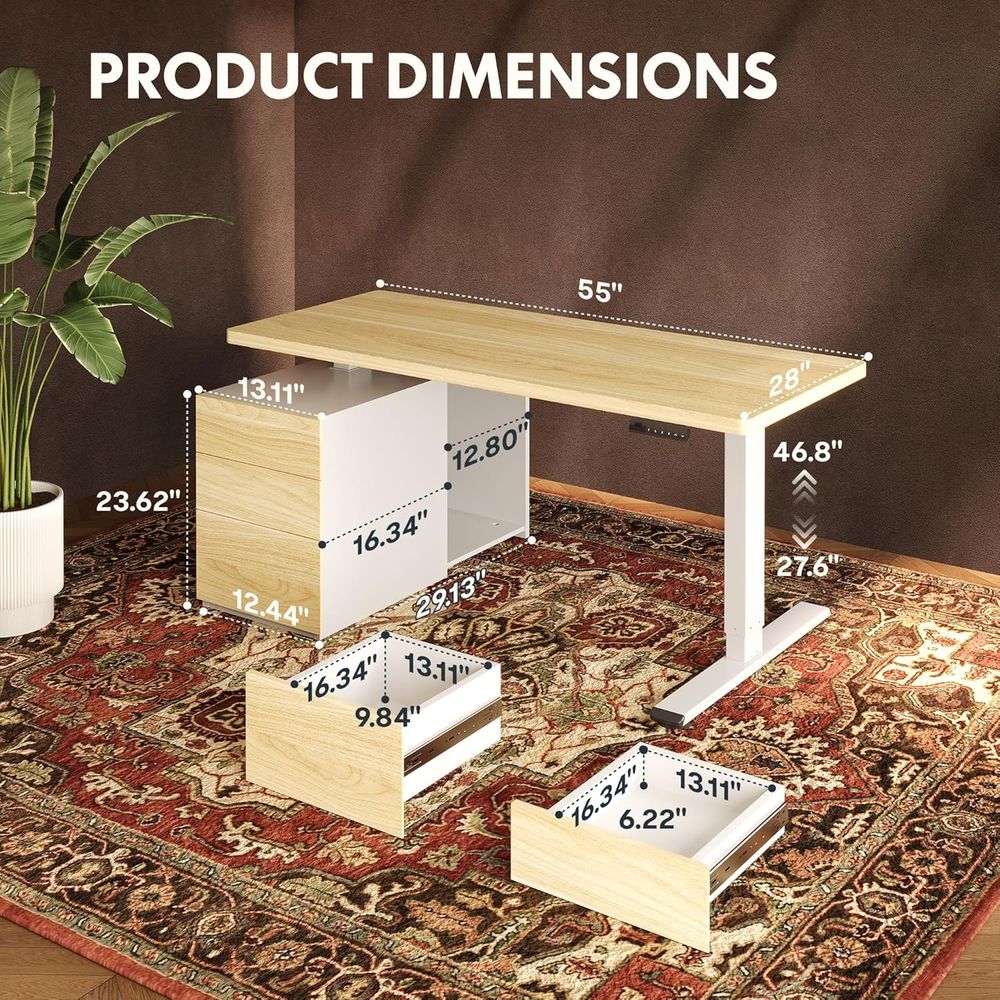 55 Large Dual Motor Standing D - Desk Setup Dual Monitor recension och pris
