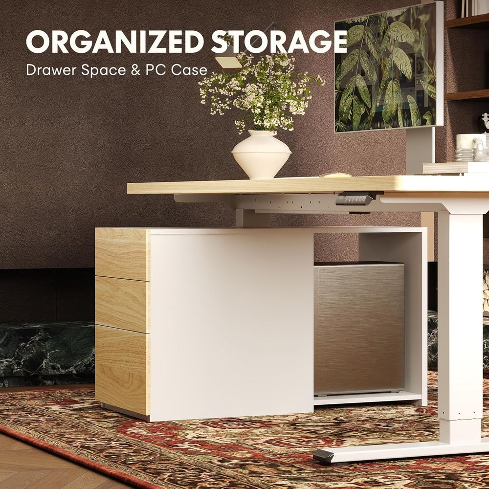 55 Large Dual Motor Standing D - Desk Setup Dual Monitor recension och pris