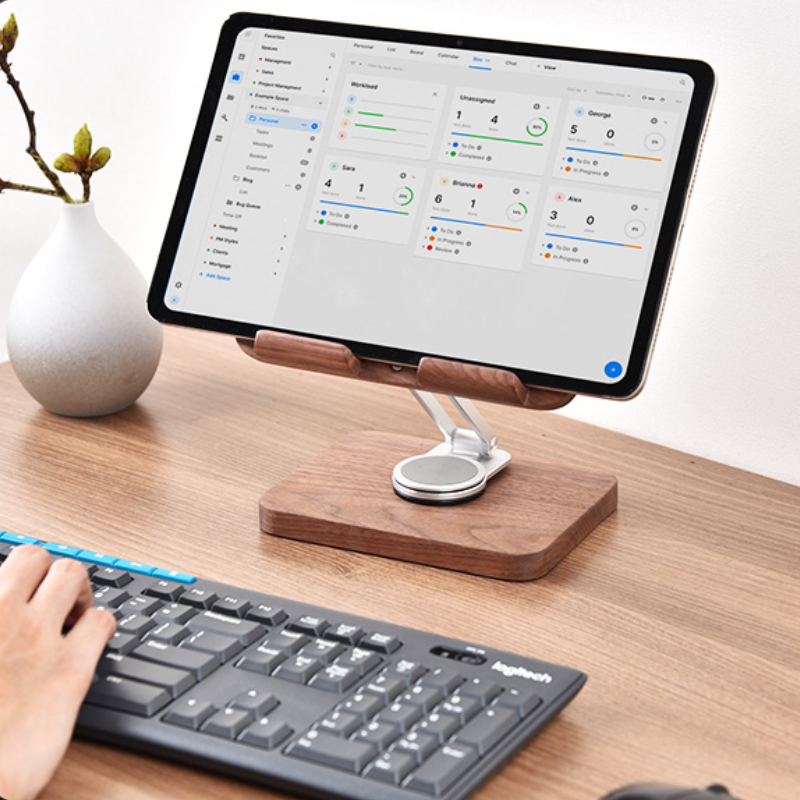 Black Walnut iPad Stand with 3 - Desk Setup Black And Wood recension och pris
