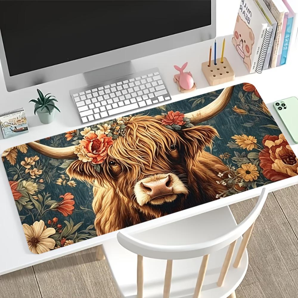 Vintage Highland Cow Floral Ga - Desk Setup Pc recension och pris