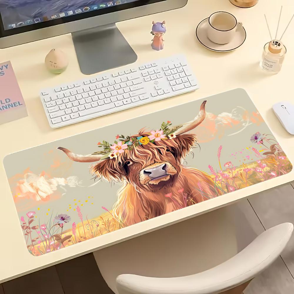 Vintage Highland Cow Floral Ga - Desk Setup Pc recension och pris