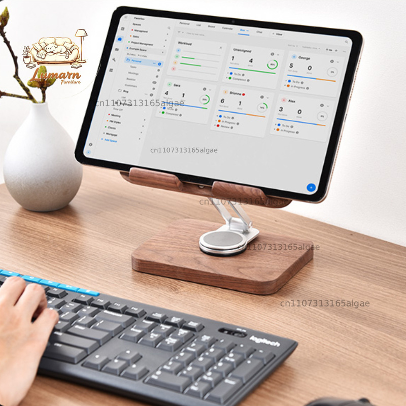 Black Walnut iPad Stand with 3 - Desk Setup Black And Wood recension och pris