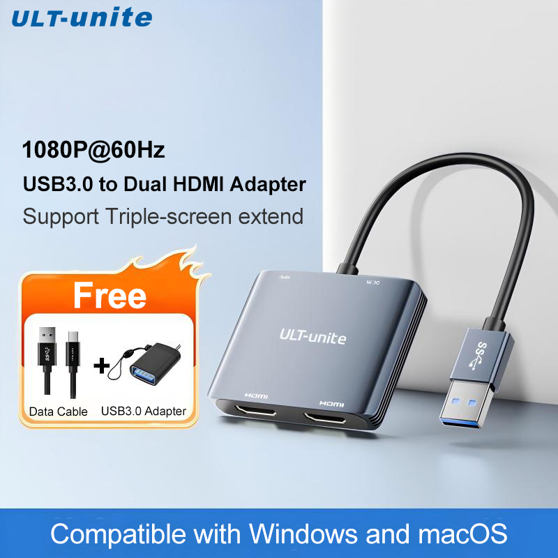 USB 3.0 to Dual HDMI Adapter,  - Dual Monitor Desk Setup recension och pris