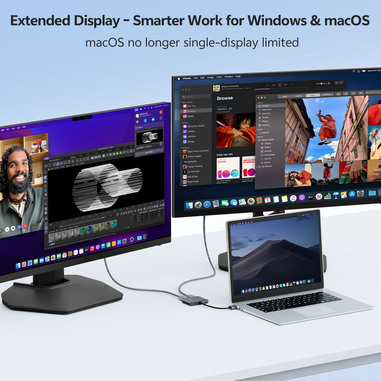 USB 3.0 to Dual HDMI Adapter,  - Dual Monitor Desk Setup recension och pris