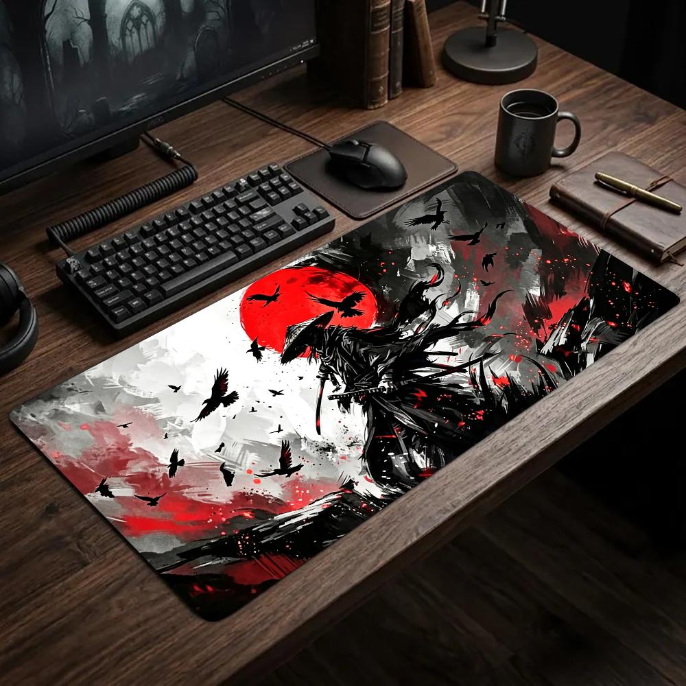 Samurai Red Moon Crows Mouse P - Desk Setup Red recension och pris
