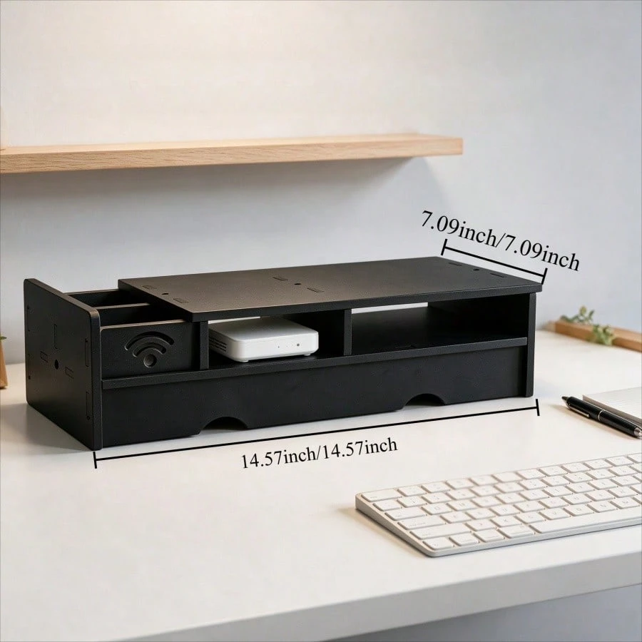 Black Matte WiFi Router Storag - Desk Setup Bedroom recension och pris
