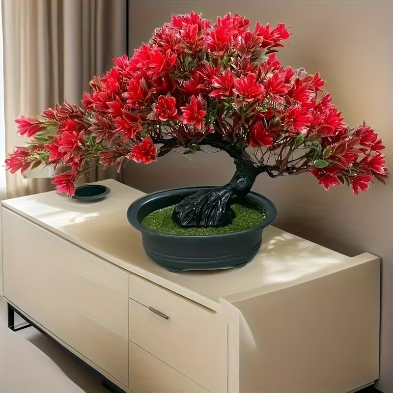 Realistic Red Pine Bonsai Tree - Desk Setup Red recension och pris
