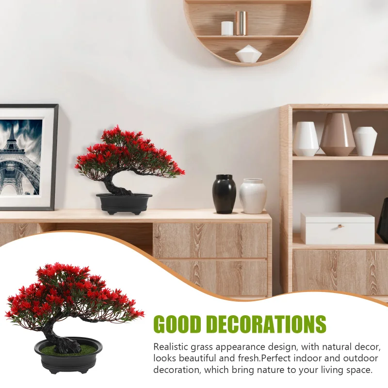 Realistic Red Pine Bonsai Tree - Desk Setup Red recension och pris