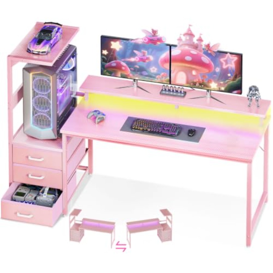Gaming Desk W/PC Showcase Stan - Desk Setup Black And Wood recension och pris