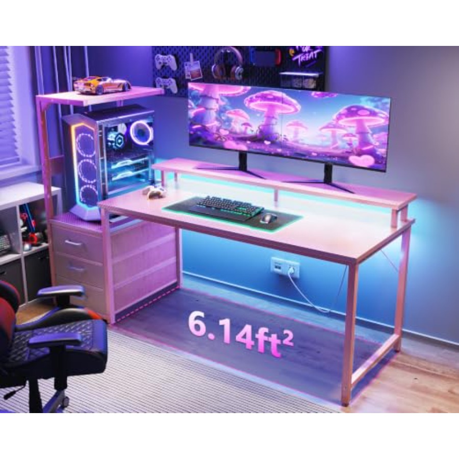 Gaming Desk W/PC Showcase Stan - Desk Setup Black And Wood recension och pris