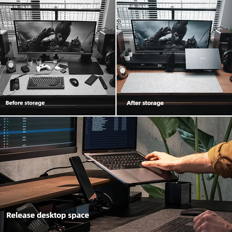 Modular Monitor Riser Stand Er - Desk Setup Black And Wood recension och pris