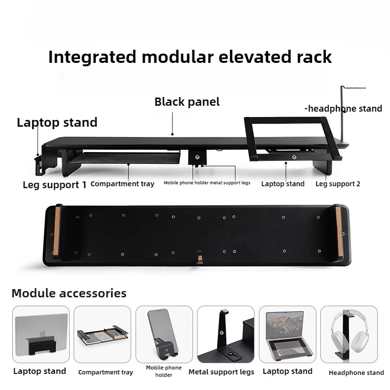 Modular Monitor Riser Stand Er - Desk Setup Black And Wood recension och pris