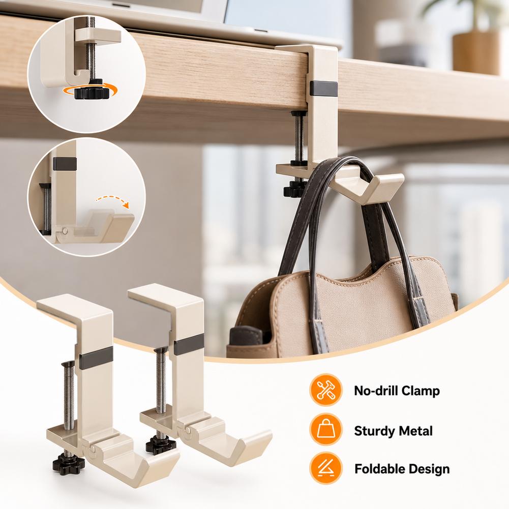 No Drill Foldable Desk Hook  C - Desk Setup Organizer recension och pris