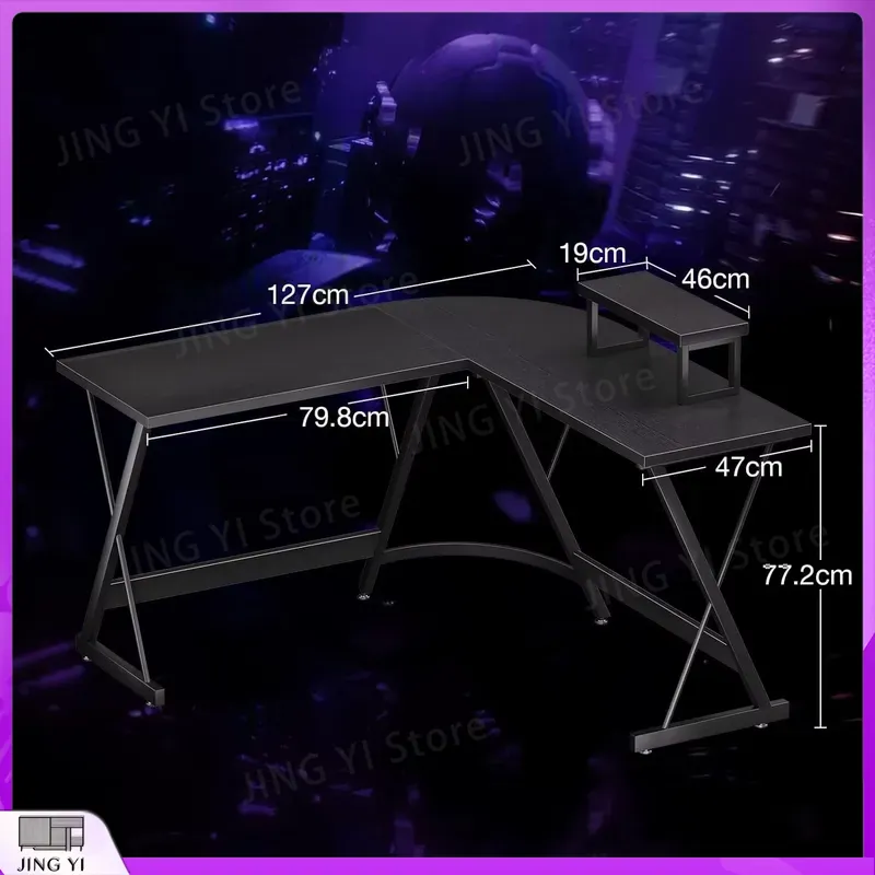 L Shaped Gaming Desk with Moni - Desk Setup Black And Wood recension och pris