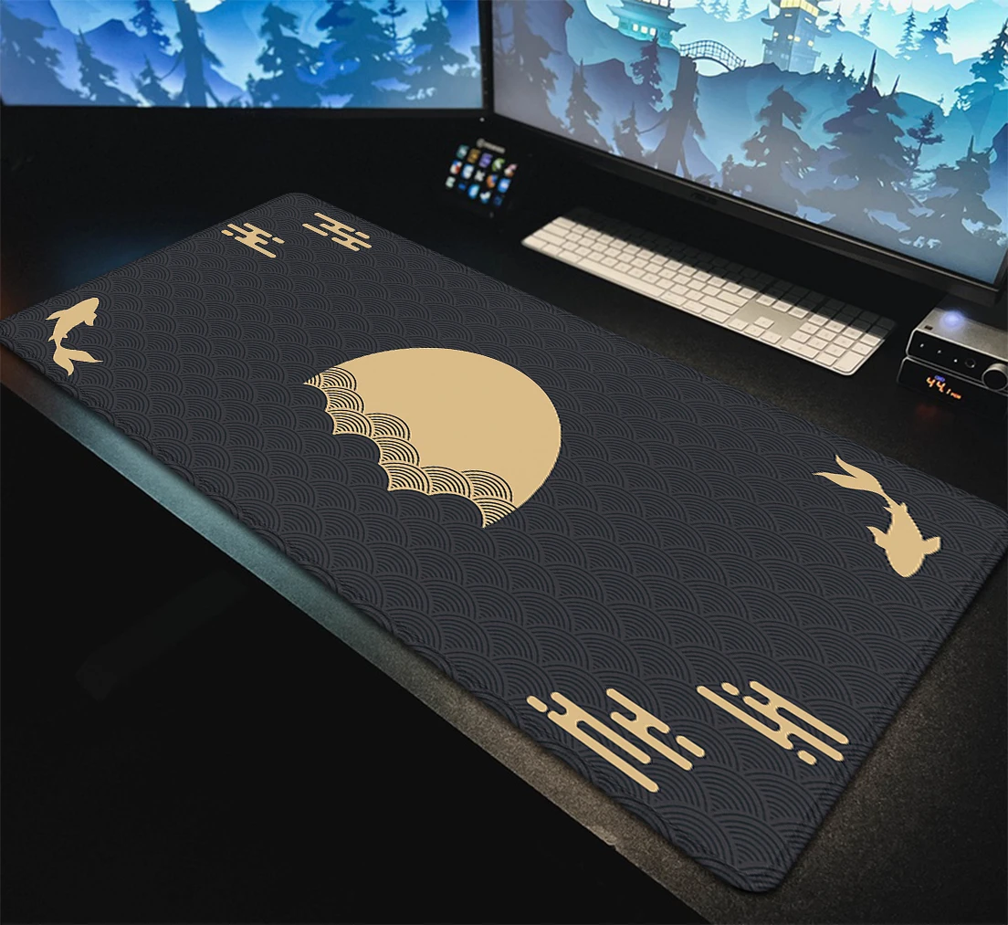 Japanese Desk Mat Black & Red  - Desk Setup Red recension och pris