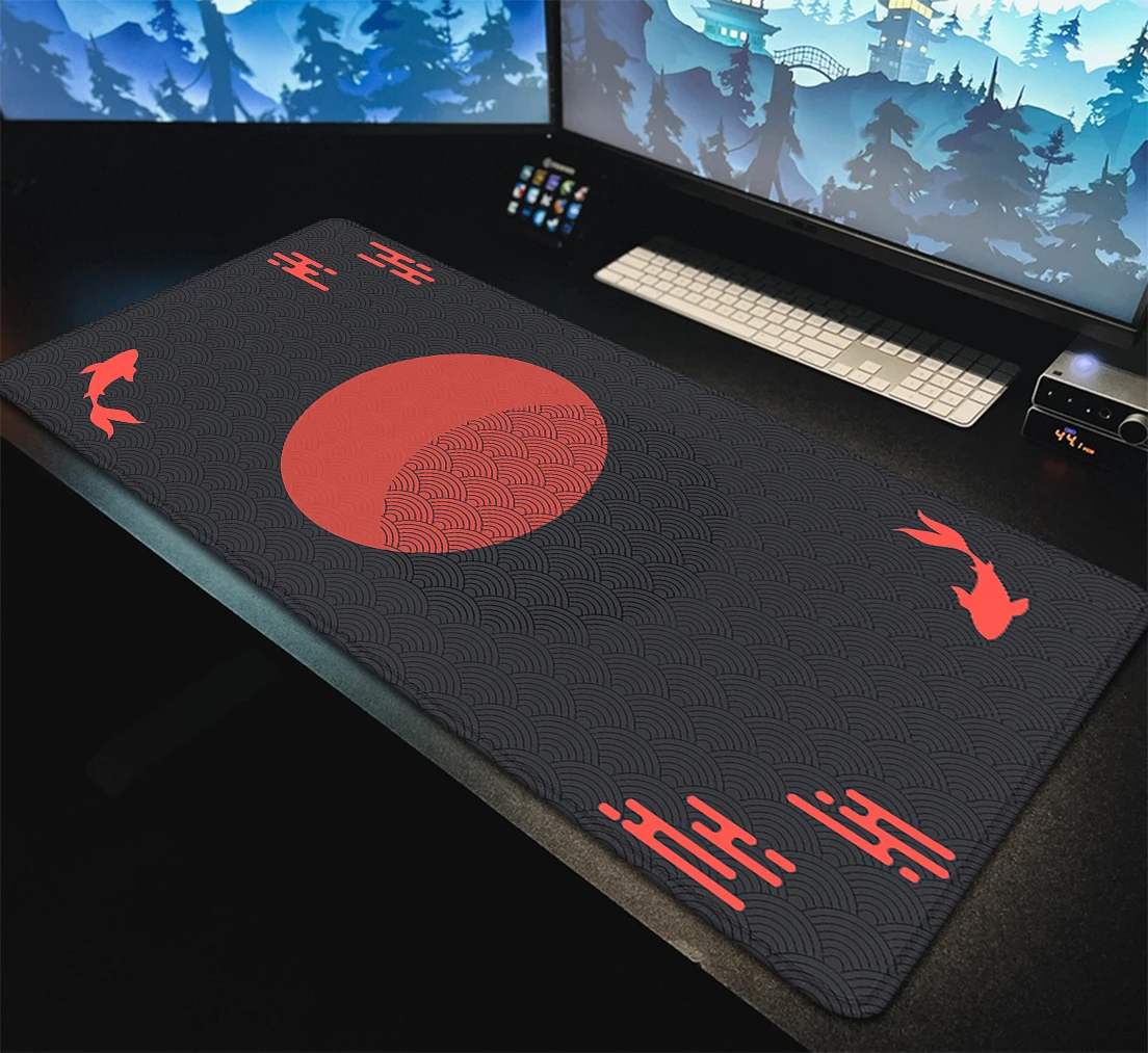 Japanese Desk Mat Black & Red  - Desk Setup Red recension och pris