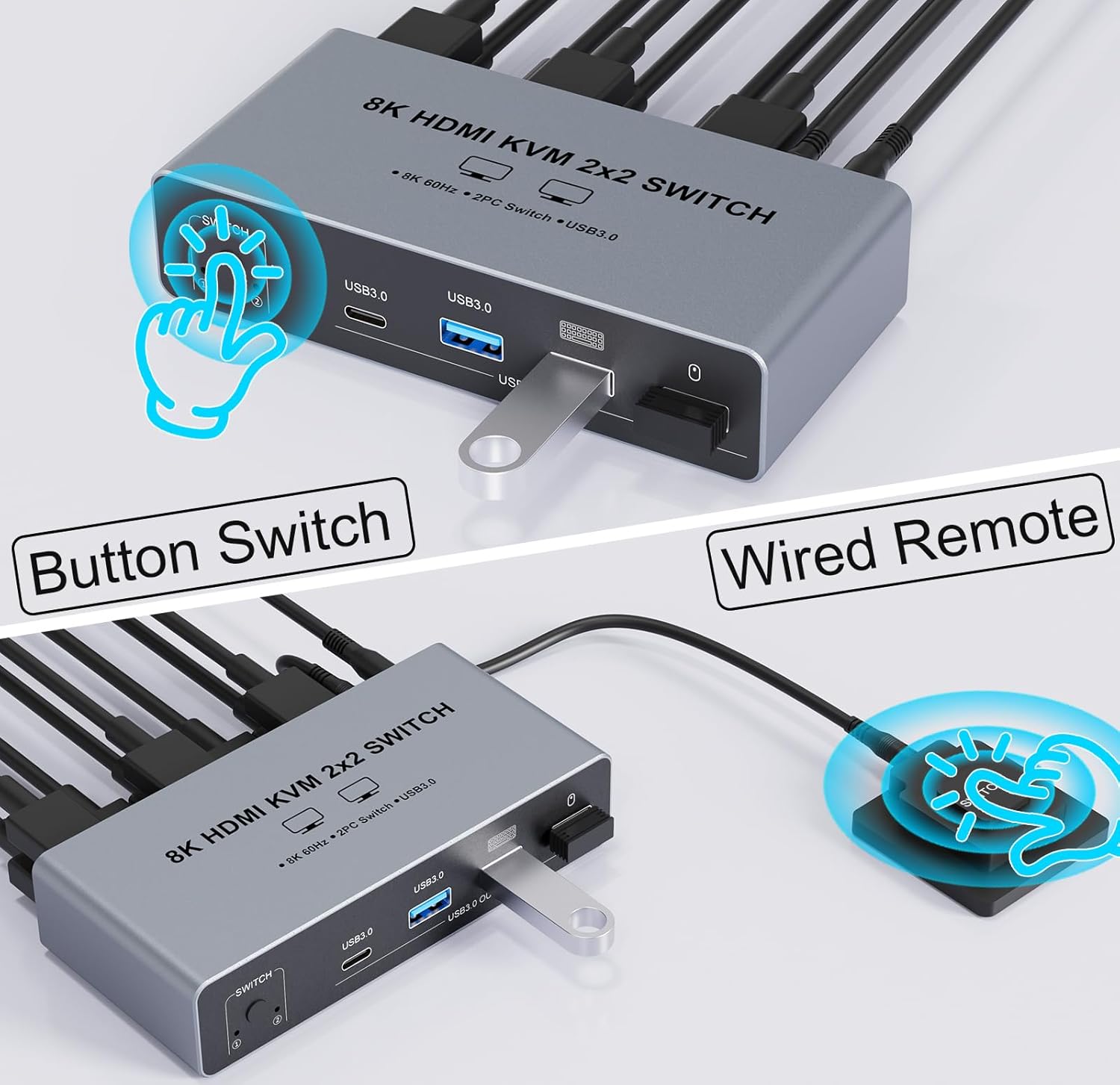 8K@60Hz HDMI 2.1 KVM Switch 2x - Dual Monitor Desk Setup recension och pris