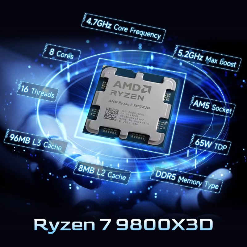 AMD Ryzen 7 9800X3D X3D Cache  - Amd Cpu Ryzen 7 recension och pris