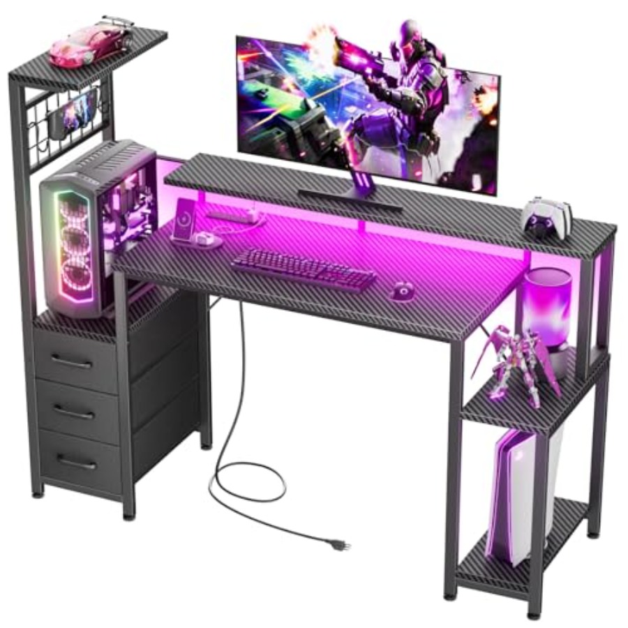 48 Gaming Desk with Power Outl - Desk Setup Black And Wood recension och pris