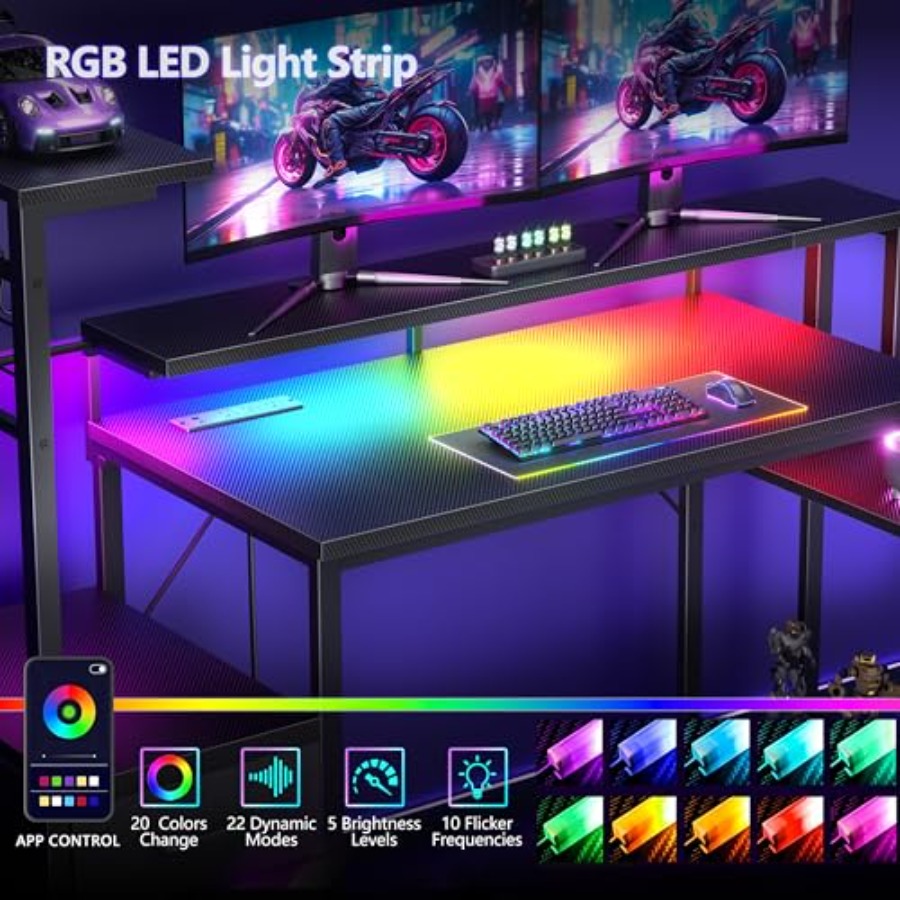 48 Gaming Desk with Power Outl - Desk Setup Black And Wood recension och pris