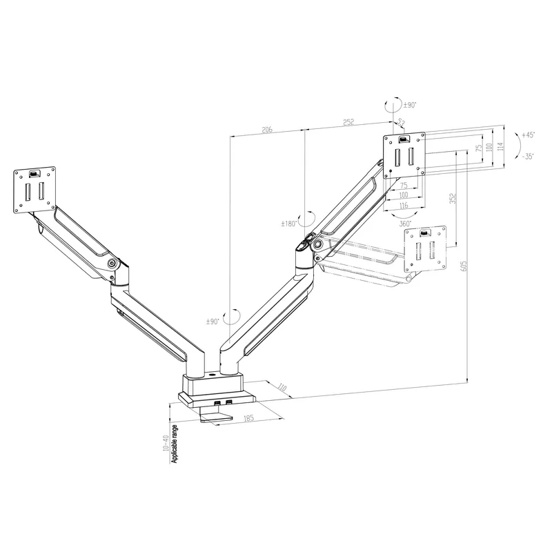 Dual Arm Monitor Mount Heavy D - Desk Setup Dual Monitor recension och pris