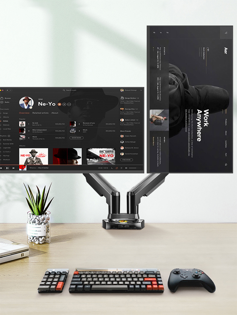NB F160 Gas Spring 360 Degree  - Dual Monitor Desk Setup recension och pris